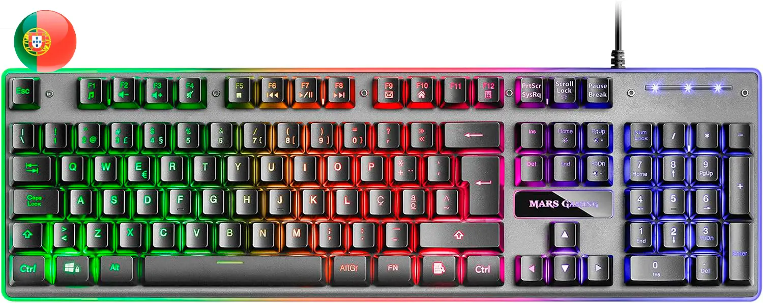 Mars Gaming Teclado Gaming MK220 - Tecnologia H-MECH - Iluminacion FRGB Rainbow - Panel de Aluminio 