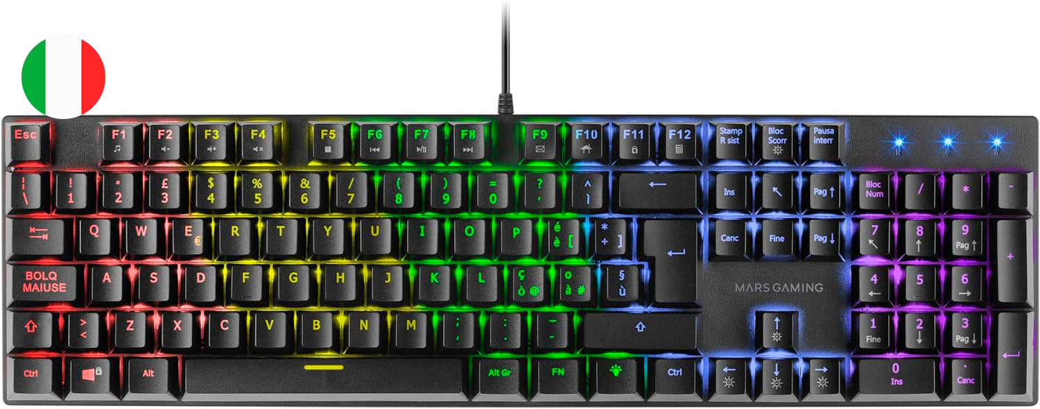 Mars Gaming Teclado Mecanico RGB MK422 - Tecnologia Antipolvo - 12 efectos de Iluminacion - Teclas i