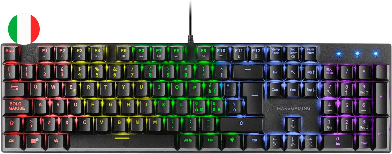 Mars Gaming Teclado Mecanico RGB MK422 - Tecnologia Antipolvo - 12 efectos de Iluminacion - Teclas i