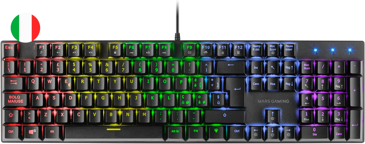 Mars Gaming Teclado Mecanico RGB MK422 - Tecnologia Antipolvo - Efectos de Iluminacion Rainbow - Tec