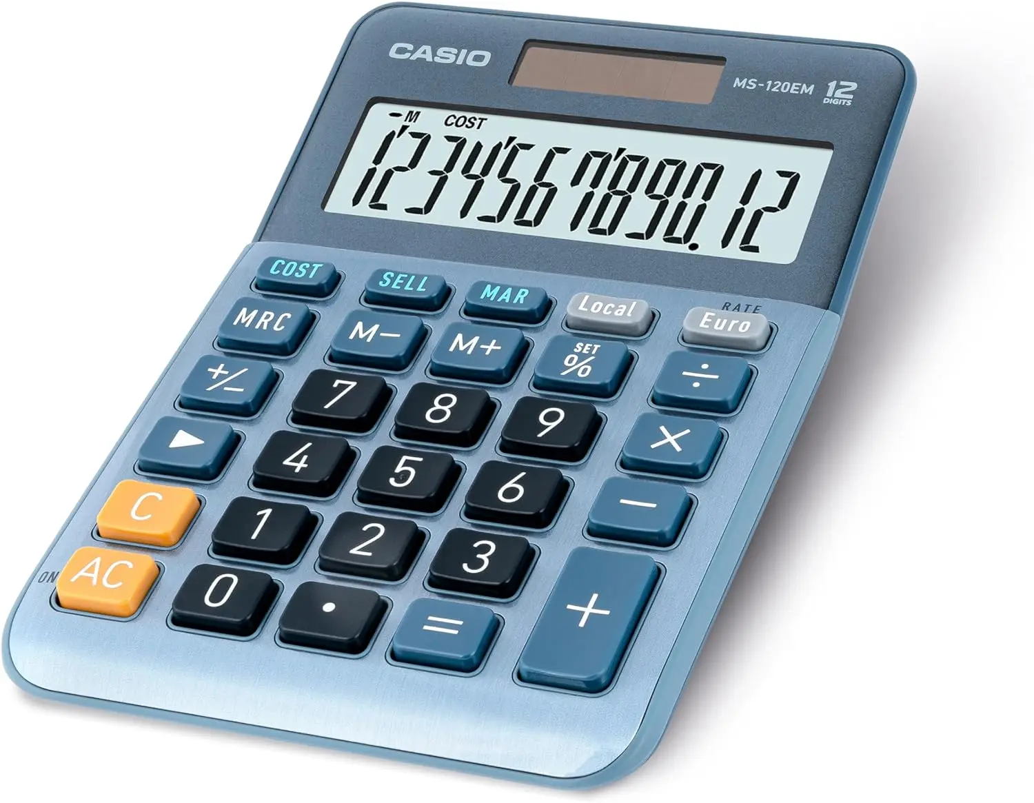 Casio MS-120EM Calculadora de Sobremesa Peque�a - Pantalla LCD de 12 Digitos - Alimentacion Solar y 