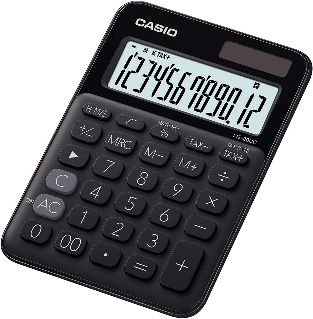 Casio MS-20UC Calculadora de Sobremesa Peque�a - Pantalla LCD de 12 Digitos - Alimentacion Solar y P