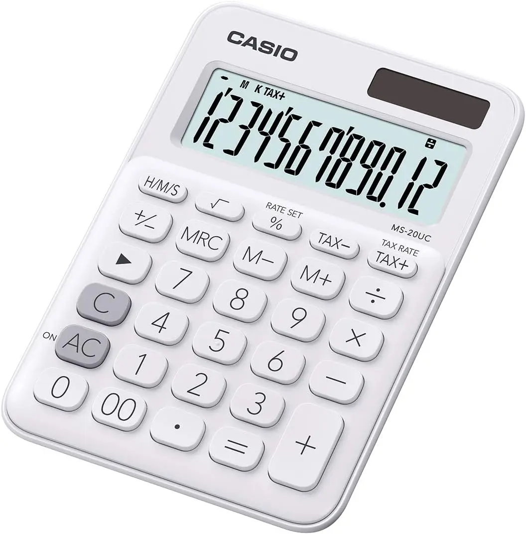 Casio MS-20UC Calculadora de Sobremesa Pequea - Pantalla LCD de 12 Digitos - Alimentacion Solar y P