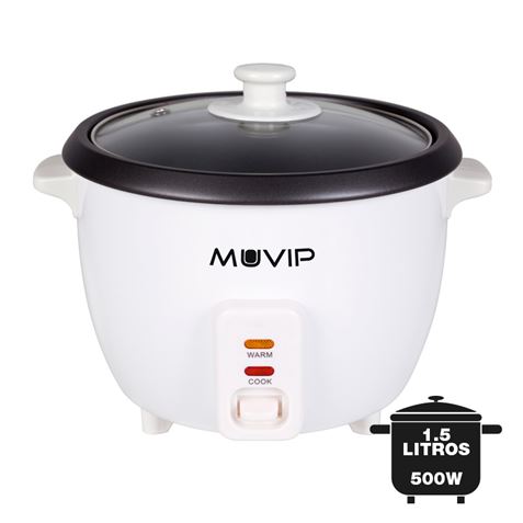 Muvip Arrocera - Capacidad 1.5 Litros - Potencia 500W - Sistema de Coccion y Calentamiento - Recipie