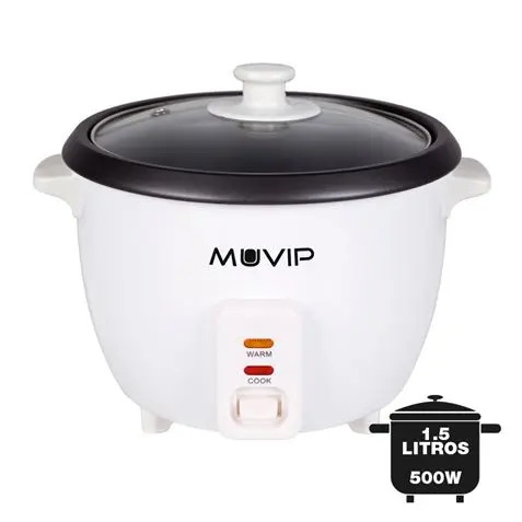 Muvip Arrocera - Capacidad 1.5 Litros - Potencia 500W - Sistema de Coccion y Calentamiento - Recipie