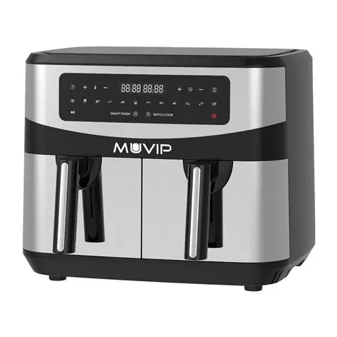Muvip Freidora Aire Caliente Doble 9 Litros 2600W Pantalla Tactil - 12 Programas de Coccion - Color 