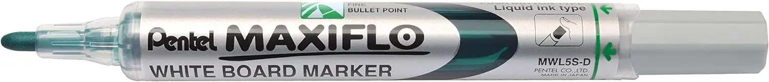 Pentel Maxiflo Rotulador para Pizarra Blanca - Punta de Bala - Ancho de Linea 2mm - Regulacion del F