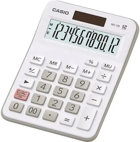 Casio MX-12B Calculadora de Escritorio Pequea - Pantalla LCD de 12 Digitos - Solar y Pilas - Color 