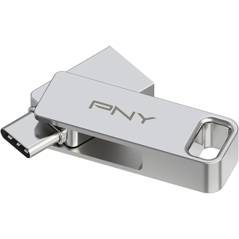 PNY Duo Link Memoria USB-A/USB-C 64GB - Enganche para Llavero - Color Plata (Pendrive)