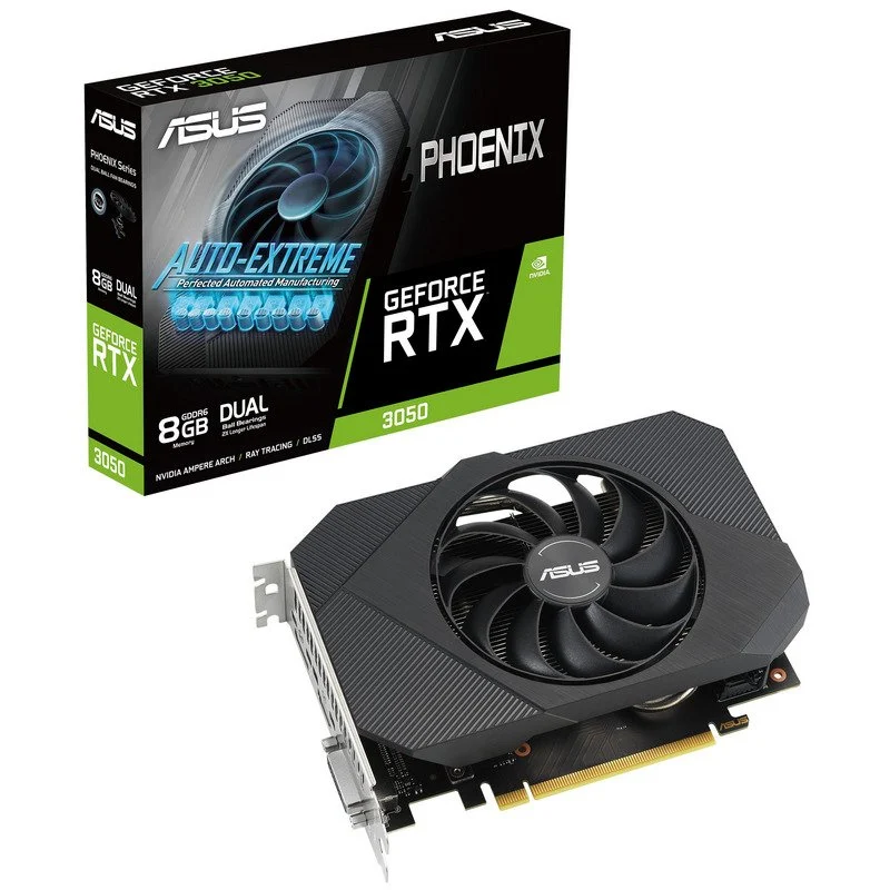 Asus Phoenix GeForce RTX 3050 V2 Tarjeta Grafica 8GB GDDR6 NVIDIA - PCIe 4.0, HDMI, DVI-D, DisplayPo