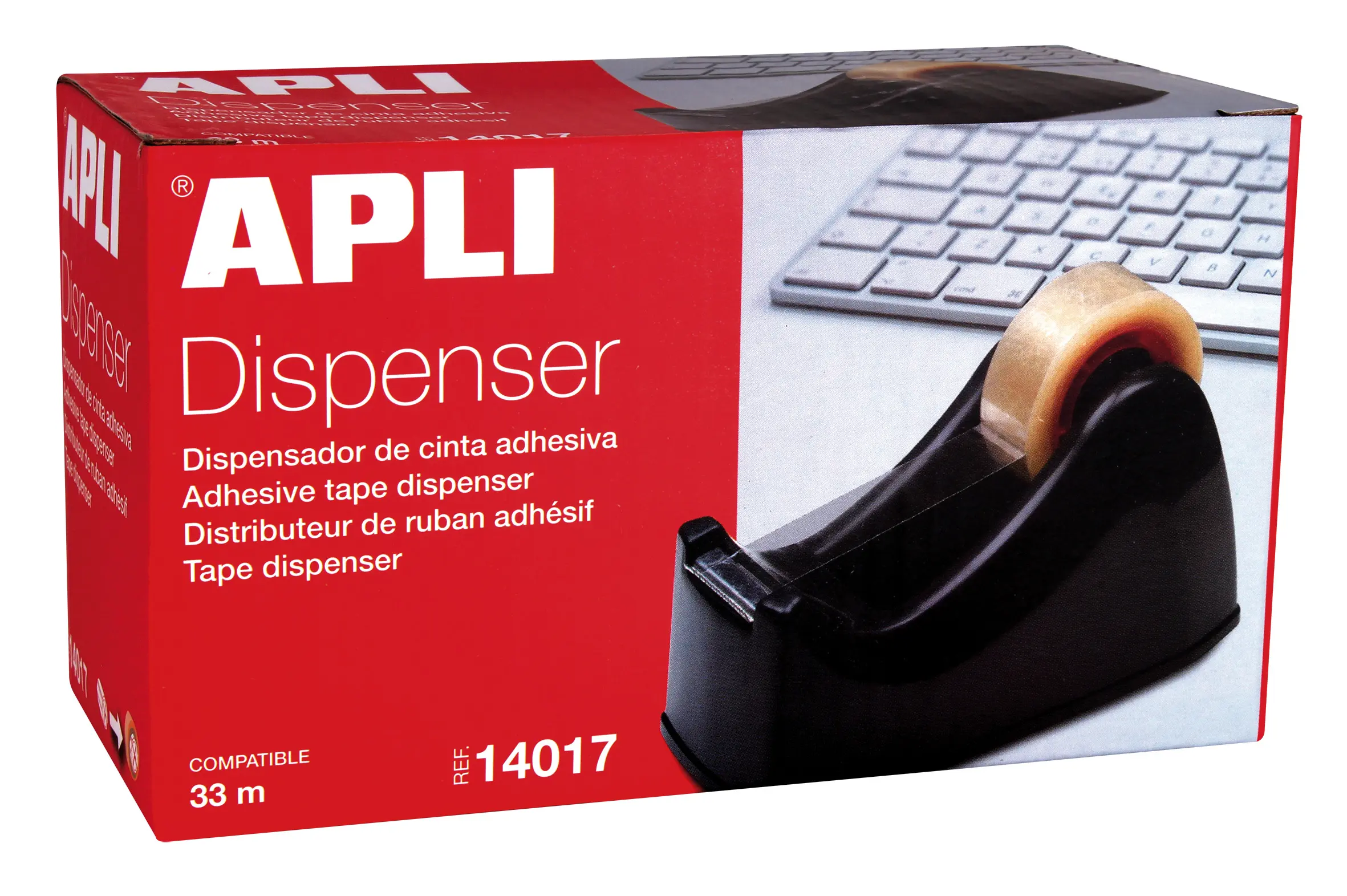 Apli Porta Cinta Office - para Rollos de 33mm - Facil de Usar y Transportar - Resistente y Duradero 
