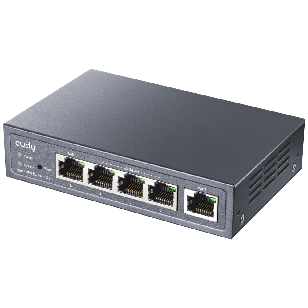 Cudy R700 Router VPN WiFi AC1200 - 1 Puerto WAN Gigabit - 3 Puertos WAN/LAN Gigabit - 1 Puerto LAN G