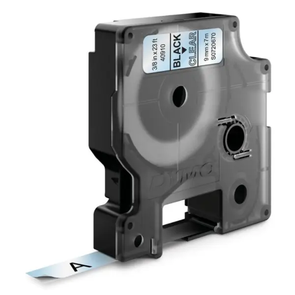 Dymo D1 Cinta de Etiquetas Original para Rotuladora - Texto negro sobre fondo blanco - Ancho 9mm x 7