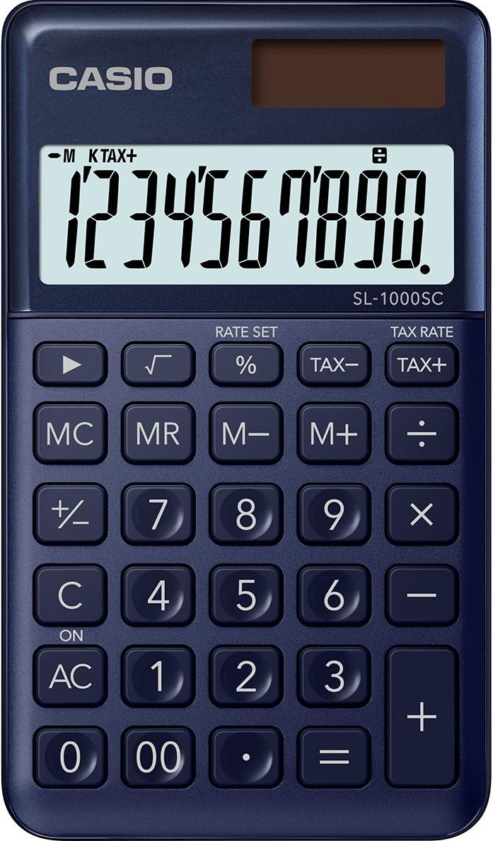 Casio SL-1000SC Calculadora de Bolsillo - Pantalla Extragrande de 10 Digitos - Alimentacion Solar y 