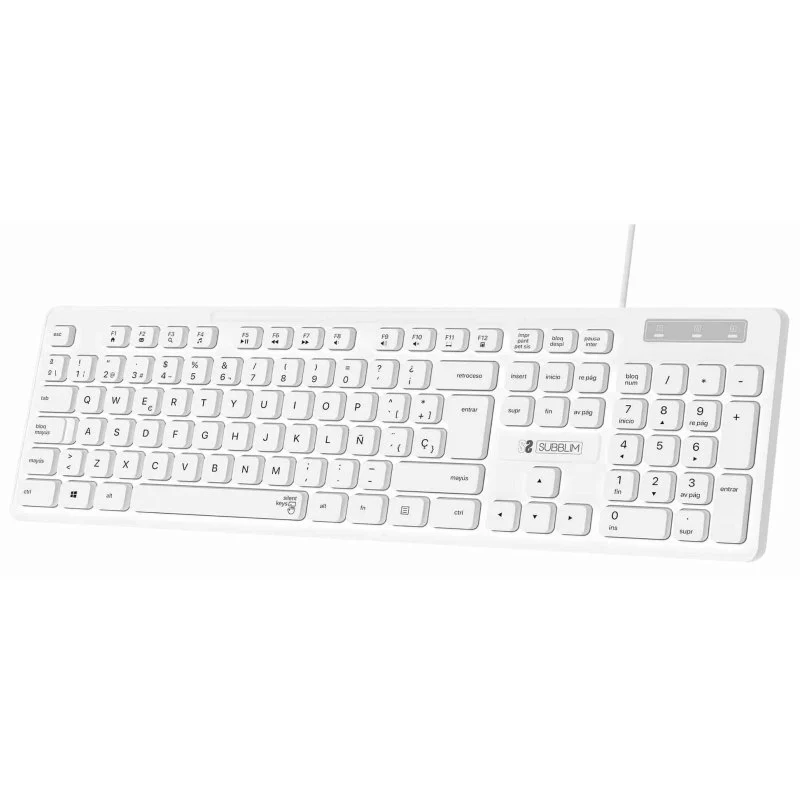 Subblim Teclado Business Slim Silencioso - 430 x 132 x 23 mm - Teclas Planas - Resistente a salpicad