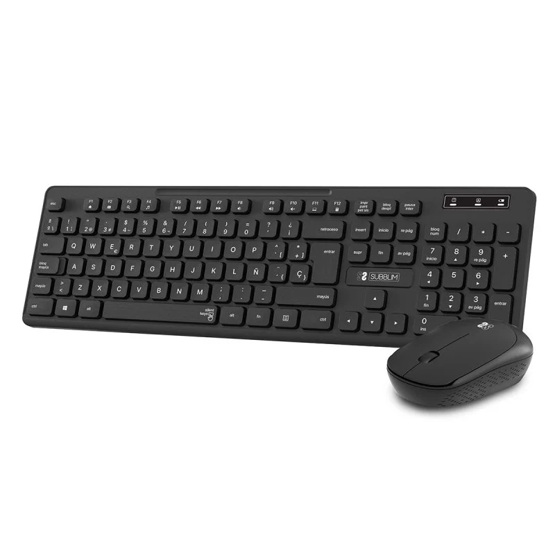 Subblim Combo Business Slim Silencioso Inalambrico 2.4G - Teclado y Raton Ergonomicos - Conexion Plu