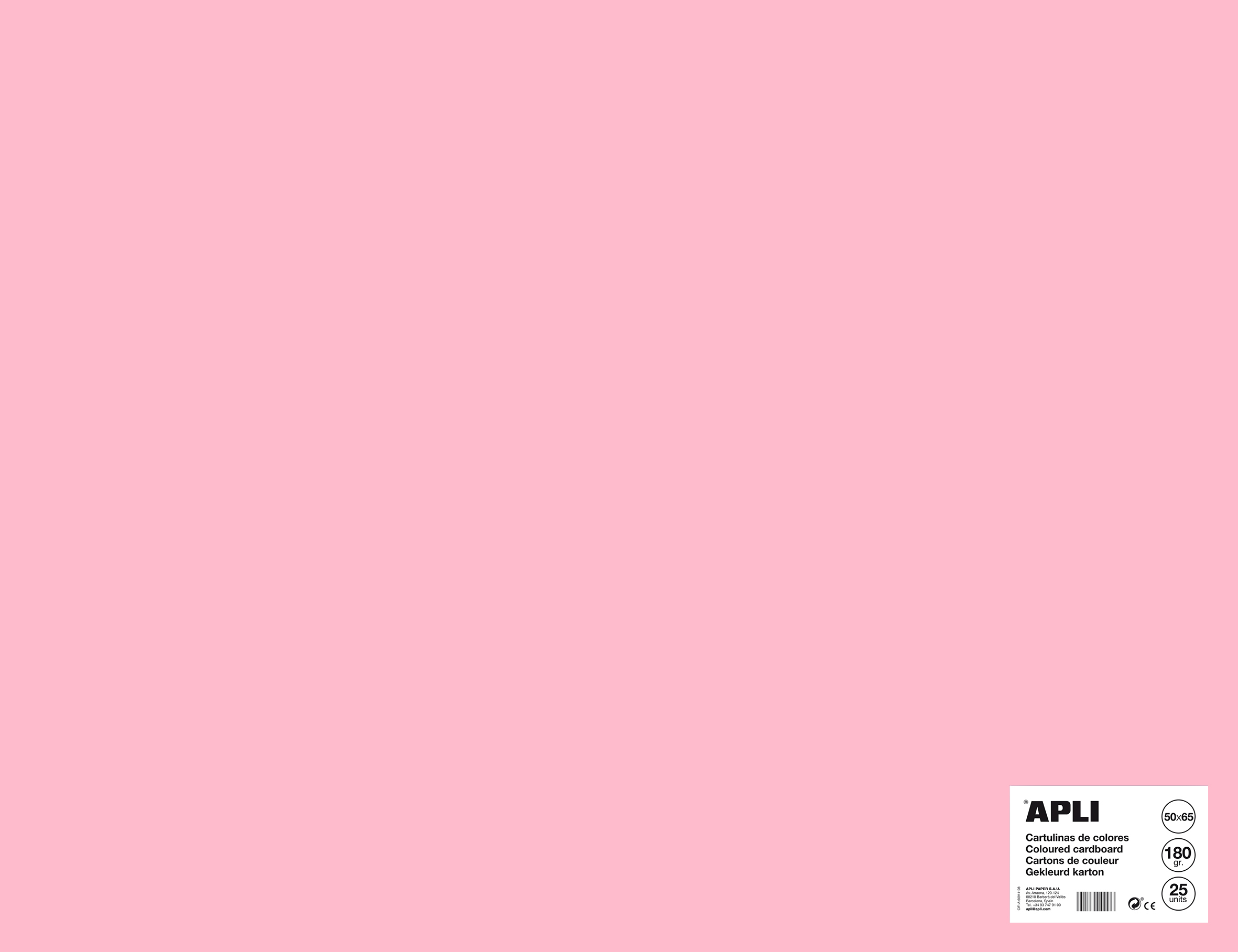 Apli Cartulina Rosa 50 x 65cm 170g 25 Hojas
