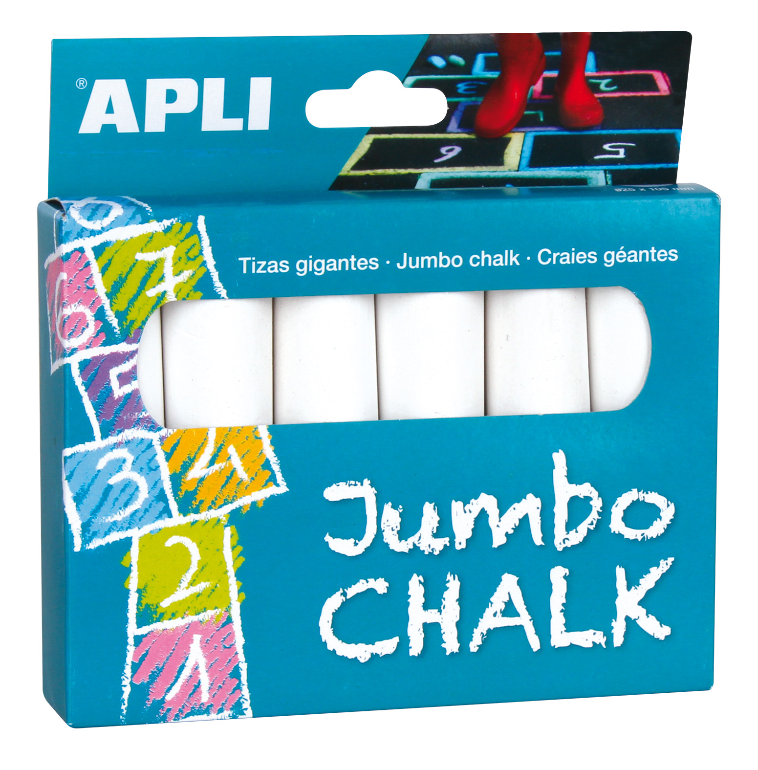 Apli Tizas Redondas Jumbo Blancas - Tama�o � 25 x 105mm - Fabricadas con Sulfato de Calcio Bajo en R