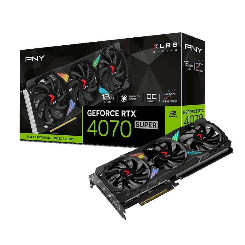 PNY GeForce RTX 4070 SUPER 12GB XLR8 Gaming VERTO? Triple Ventilador DLSS 3 - Iluminacion Epic-X - P
