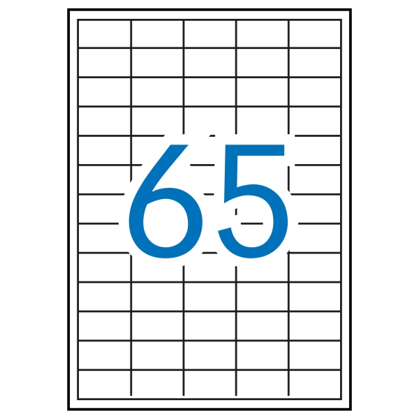Apli Pack de 6.500 Etiquetas Rectangulares 38 x 21.2mm - 100 Hojas por 65 Etiquetas - Adhesivo Remov