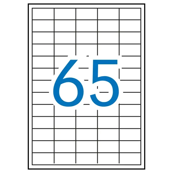 Apli Pack de 6.500 Etiquetas Rectangulares 38 x 21.2mm - 100 Hojas por 65 Etiquetas - Adhesivo Remov