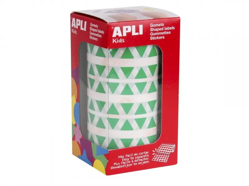 Apli Rollo de 6.136 Gomets Triangulares - Adhesivo Permanente - Faciles de Separar - Adhesivo Base A