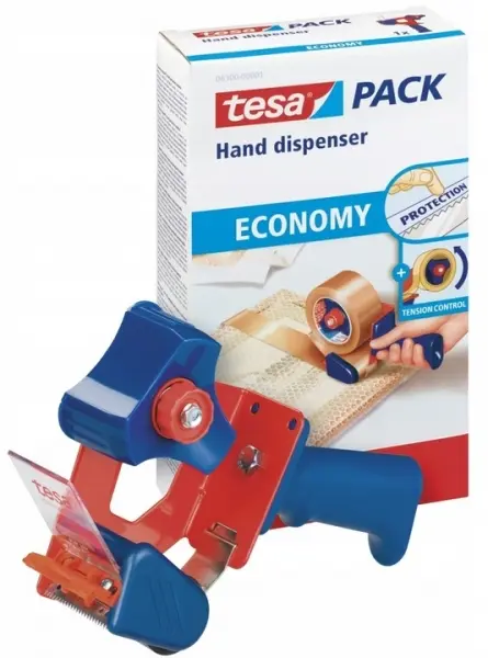 Tesa 6300 Economy Precintadora para Rollos de hasta 50mm - Tension Ajustable Manualmente - Color Roj