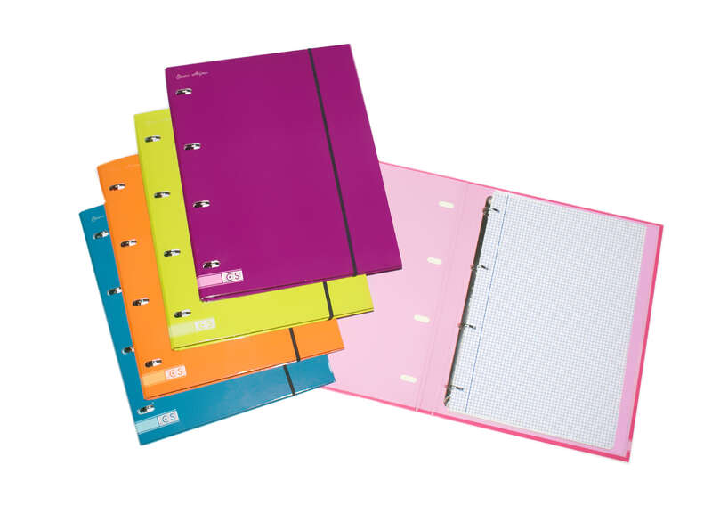 Ancor Carpetblok Carpeta de 4 Anillas A4 con Recambio Cuadriculado 4x4mm - Cierre con Goma - Colores