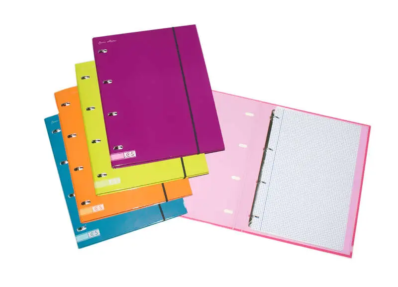 Ancor Carpetblok Carpeta de 4 Anillas A4 con Recambio Cuadriculado 4x4mm - Cierre con Goma - Colores