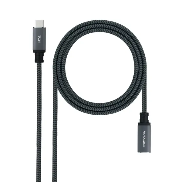 Nanocable Cable Prolongador USB-C 3.2 Macho a USB-C 3.2 Hembra - Gen2x2 20Gbp - 100W 5A - 4K 60Hz - 