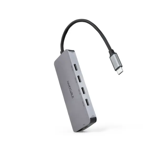 Nanocable Hub USB-C 3.2 con 4x Puertos USB-C 3.2 + 1 Puerto USB-C PD 100W - Velocidad de Transferenc
