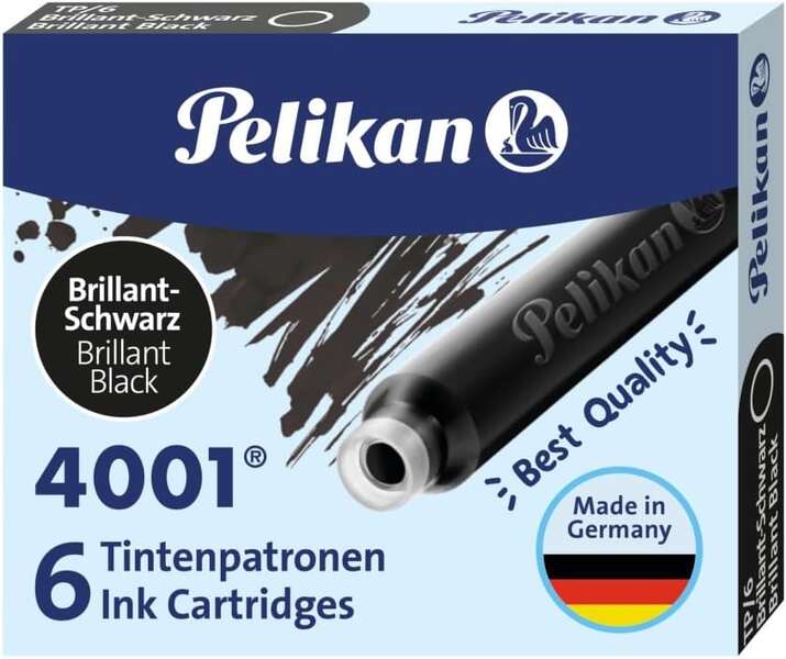 Pelikan 4001 TP/6 Pack de 6 Cartuchos - Tinta de Alta Calidad - Compatible con Plumas Estilograficas