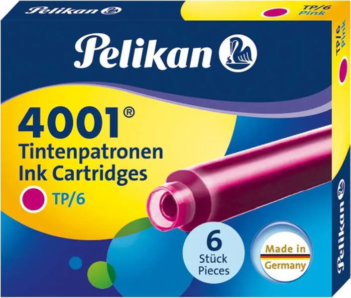 Pelikan Caja de 6 Cartuchos 4001 TP/6 - Tama�o Estandar - Color Rosa