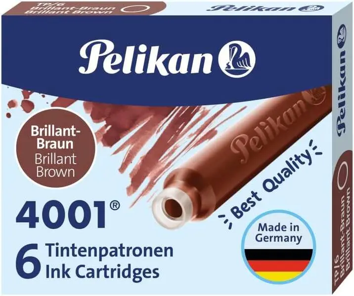 Pelikan Caja de 6 Cartuchos 4001 TP/6 Tinta de Alta Calidad - Compatible con Plumas Estilograficas -