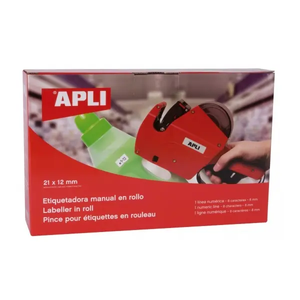 Apli Maquina Etiquetadora de Precios 1 Linea 8 Caracteres - Facil Uso - Cambio Rapido de Digitos - I