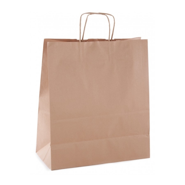 Apli Pack de 50 Bolsas Kraft - Alta Resistencia - Asas Rizadas - Reutilizables y Reciclables - Color