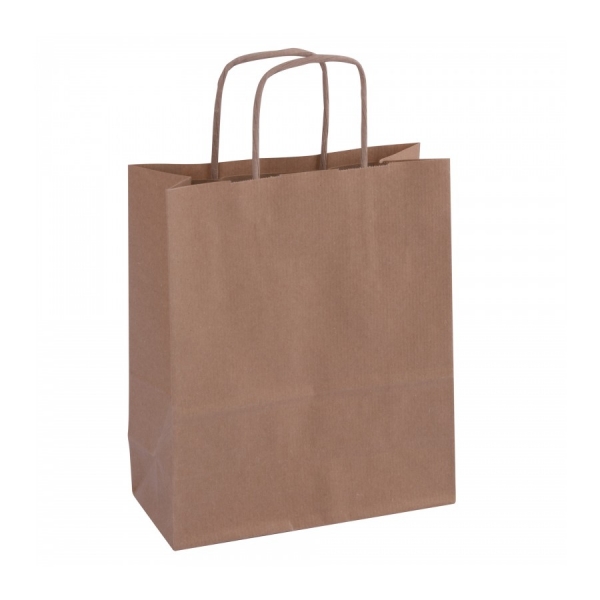 Apli Pack de 50 Bolsas Kraft - Alta Resistencia - Asas Rizadas - Reutilizables y Reciclables - Color