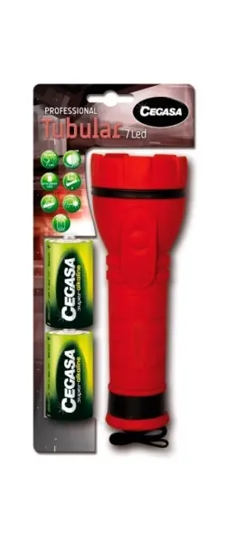 Cegasa Profesional Linterna de 7 LED - Cuerpo de Goma Antideslizante - Resistente a Golpes y Humedad