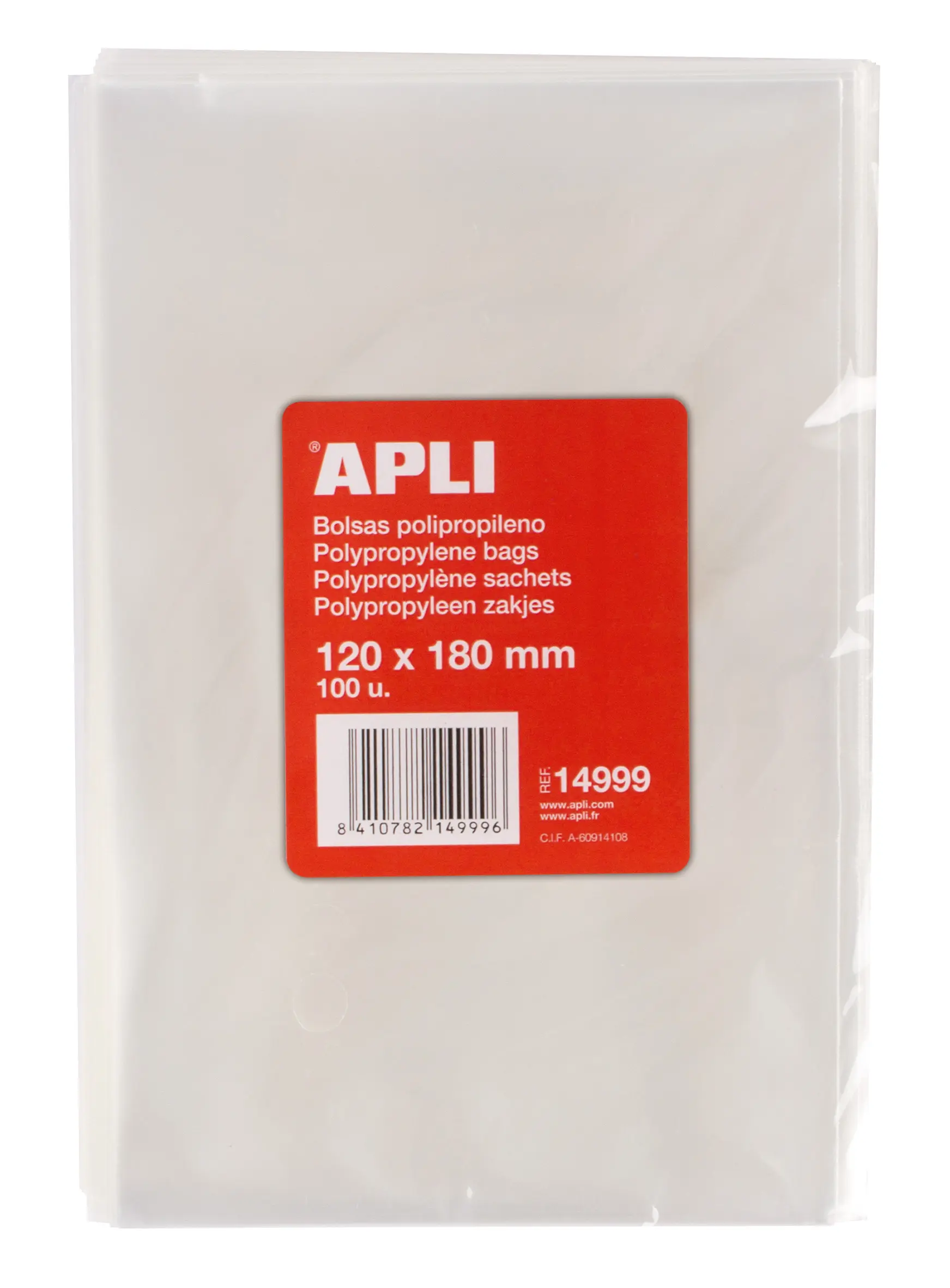 Apli Bolsas Polipropileno Transparente 120x180mm - Galga 120 - Alta Resistencia y Flexibilidad - Uso