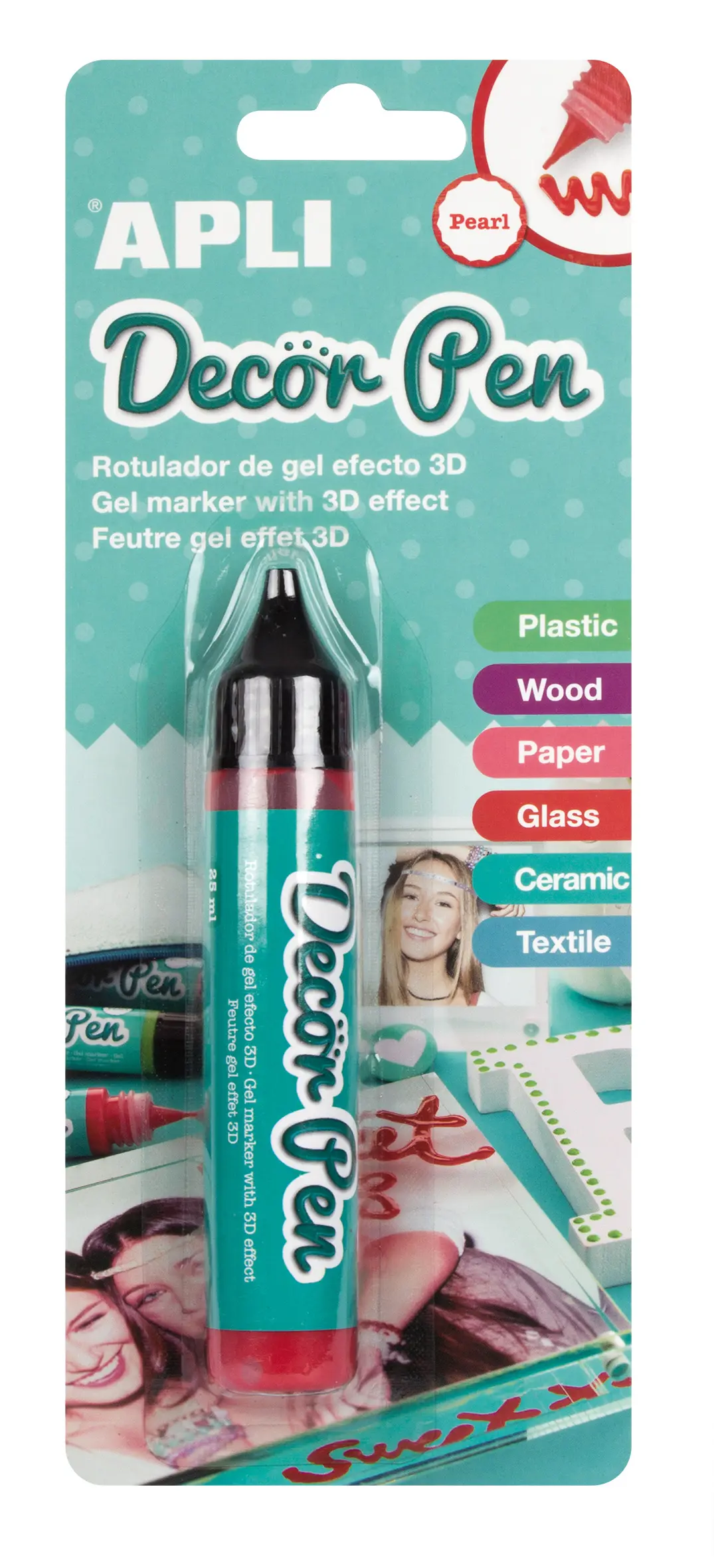 Apli Rotulador de Gel 3D con Acabado Perlado - 25ml - Ideal para Decorar Plastico, Madera, Papel, Cr