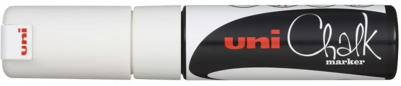 Uni-ball PWE-8K Marcador de Tiza Liquida - Punta Biselada 8mm - Borrado en Humedo - Resistente a la 