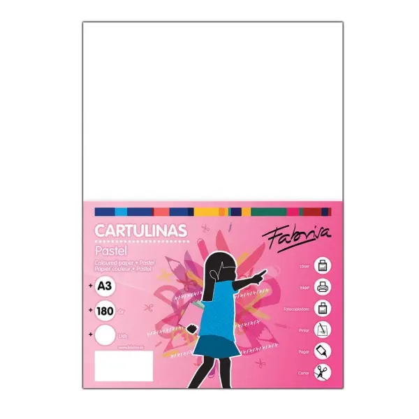 Fabrisa Pack de 100 Cartulinas 180 g/m� - Tama�o A3 - Color Blanco
