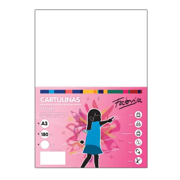 Fabrisa Pack de 50 Cartulinas 180 g/m� - Tama�o A3 - Color Blanco