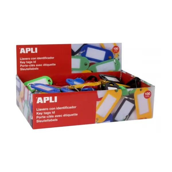 Apli Pack de 100 Llaveros con Etiqueta - Facil Apertura - Ideal para Oficinas, Almacenes y Hogar - C
