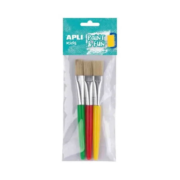 Apli Pack de 3 de Pinceles Jumbo para Ni�os - Punta Plana - Cerdas Sinteticas - Ideal para Desarroll