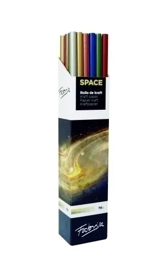 Fabrisa Space 6C Expositor de 30 Rollos de Papel Regalo - Papel Kraft Verjurado de 70gr - Medidas de