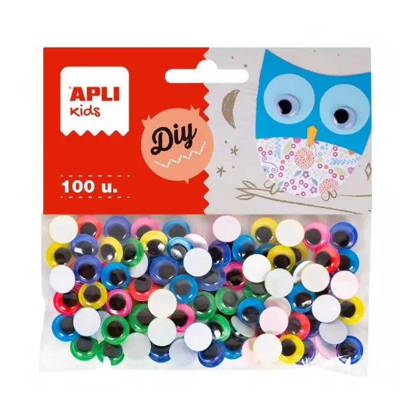 Apli Ojos Moviles Adhesivos - Gran Poder de Adhesion - Ideales para Manualidades Escolares y Tallere