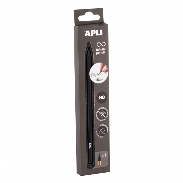 Apli Infinite Pencil Pack de Lapiz Infinito HB + Mina de Recambio + Tapon Protector - Para Escribir 