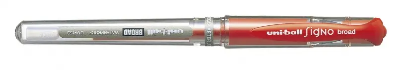 Uni-ball Signo Broad UM-153 Roller de Tinta Gel - Punta de Bola 1mm - Sujecion de Caucho - Color Roj