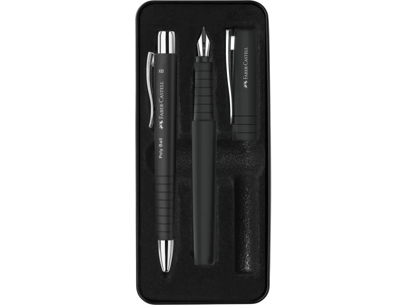 Faber-Castell Poly Pack de Boligrafo Poly Ball y Pluma Estilografica Poly Pen con Plumin B - Clip de